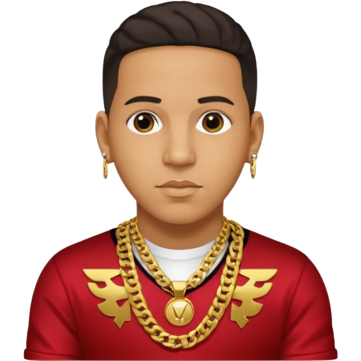 Daddy Yankee with dark brown hair, gold outfit l emoji