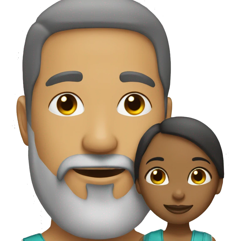  Grey Goatee beard man kisses Caribbean girl emoji