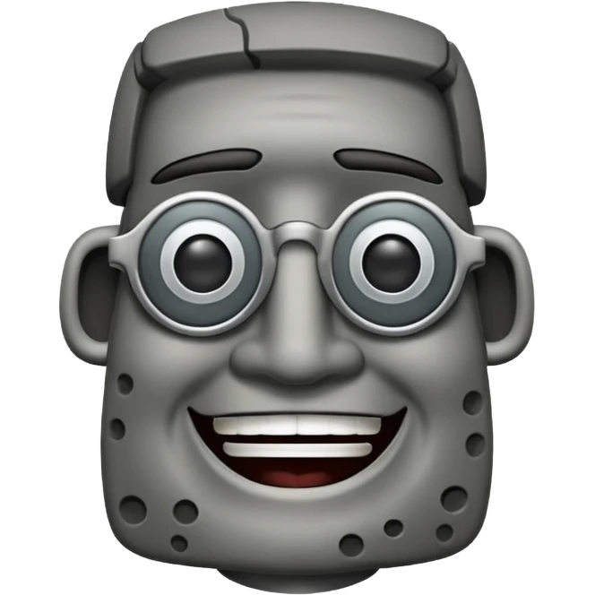 Un moai tranquilo con unos lentes y una sonrisa  emoji