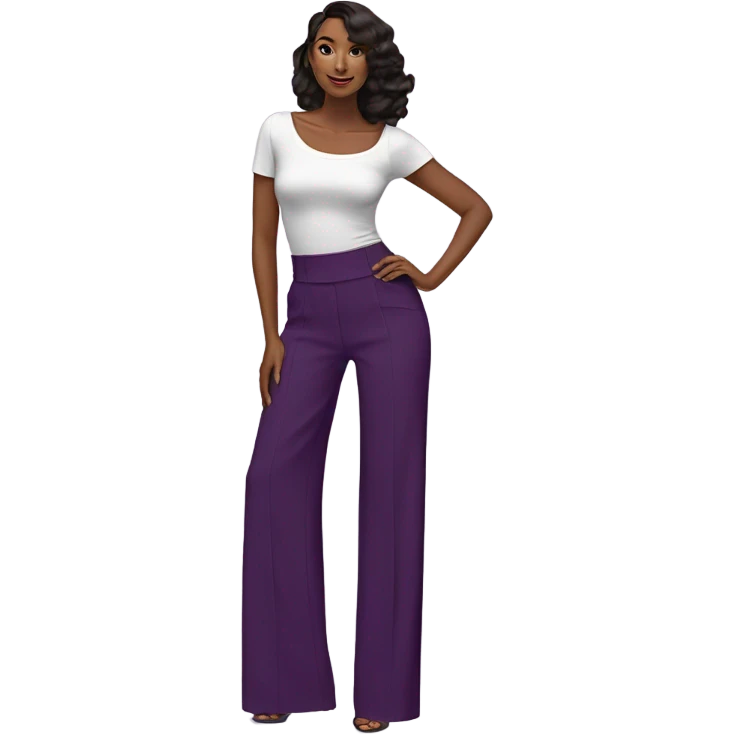 Realistic isolated pair of high waist long wide leg dressy casual pants in purple emoji
