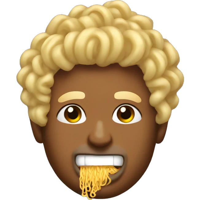 Body builder with ramen noodle hair emoji