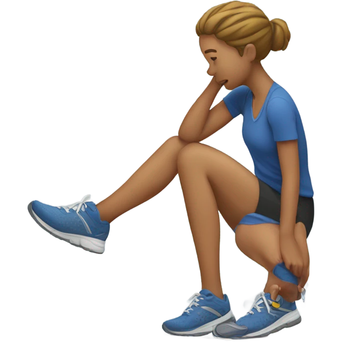 Exhausted runner putting on shoes.  emoji