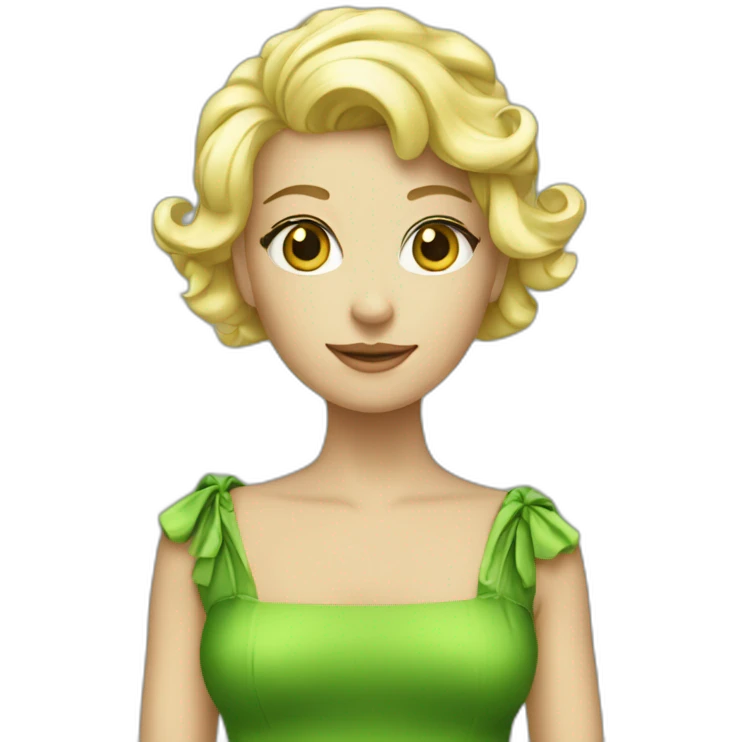 fée blonde en robe verte emoji