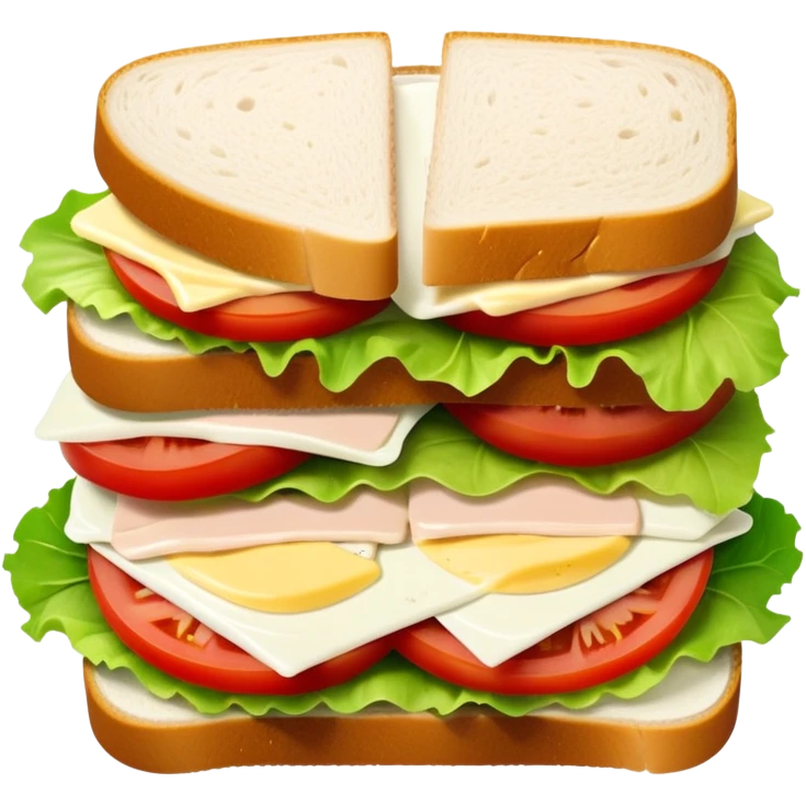 sandwich with turkey, lettuce, pickles, mayonnaise, and tomatoes top-down view emoji