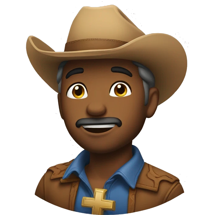 blushing cowboy biting his lip and winking while praying emoji