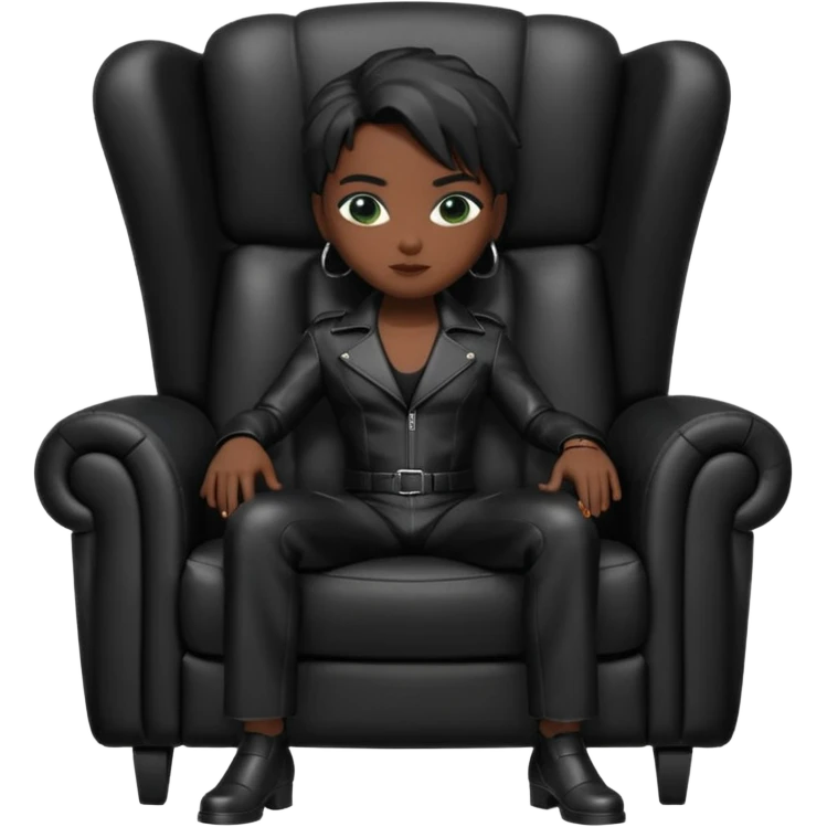 Matrix trinity black leather full body sit on a leather armchair emoji