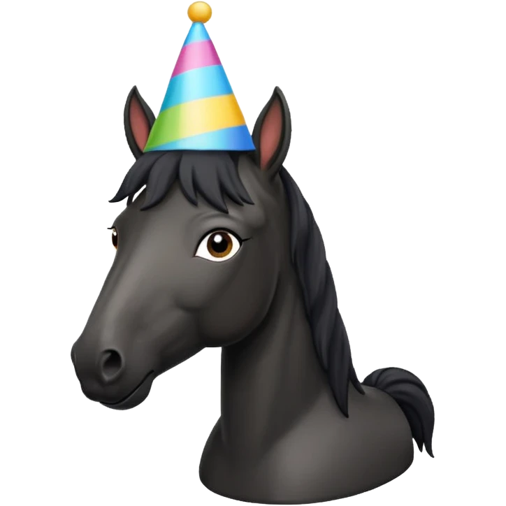 black horse in tshirt with party hat emoji