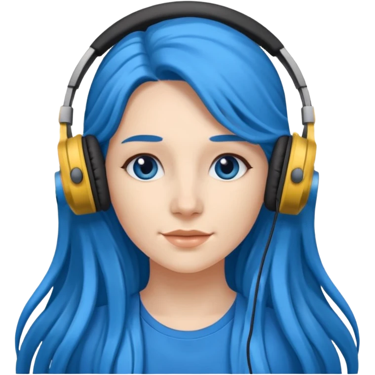 blue long haired woman with headphone emoji