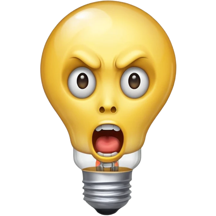A light bulb with a face that is screaming emoji