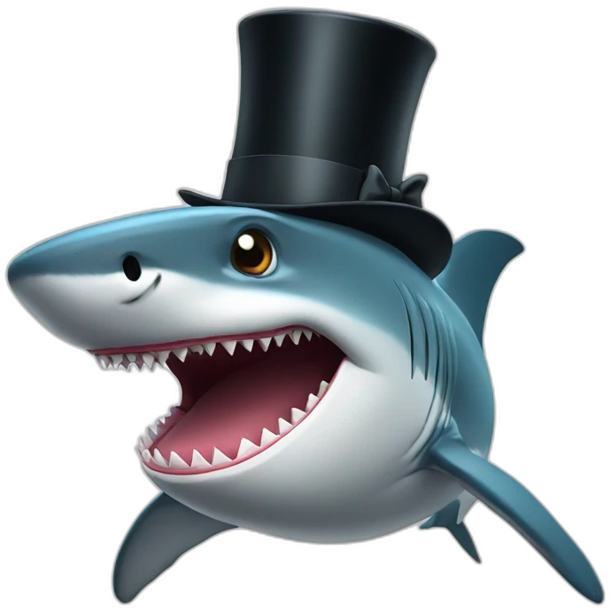 Shark with a top hat emoji