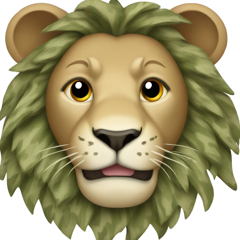 A camouflage lion emoji