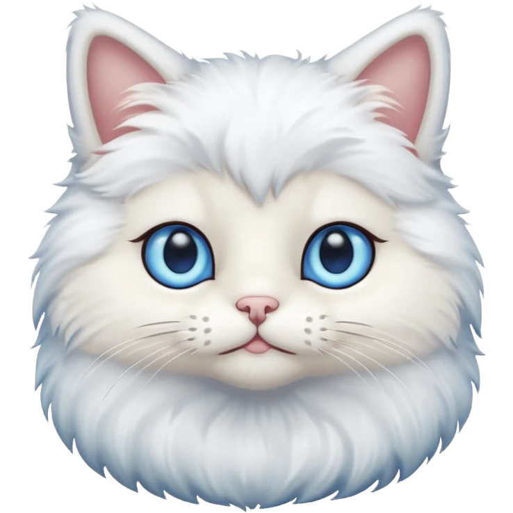 Teddy cat with white fur and blue eyes iOS style emoji