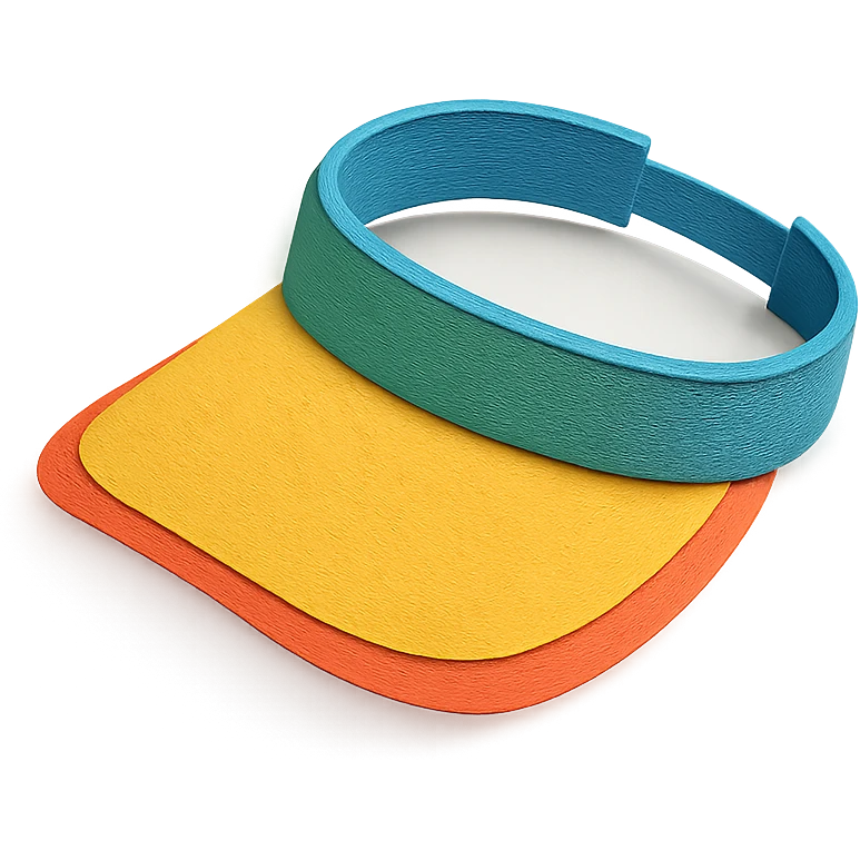 playful and bright sun visor on a white background in paper-craft style emoji