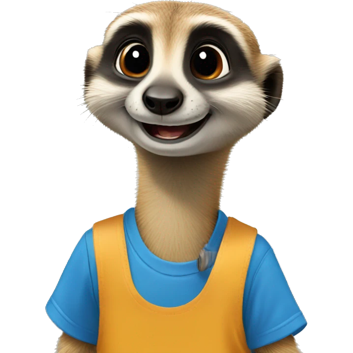 happy meerkat with blue t-shirt emoji