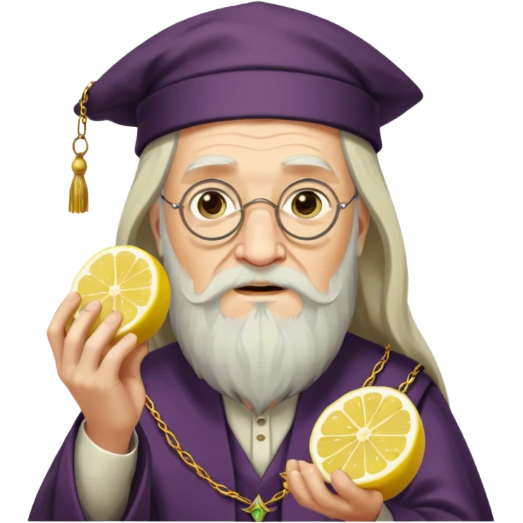 Dumbledore with Lemon slices in his hands emoji