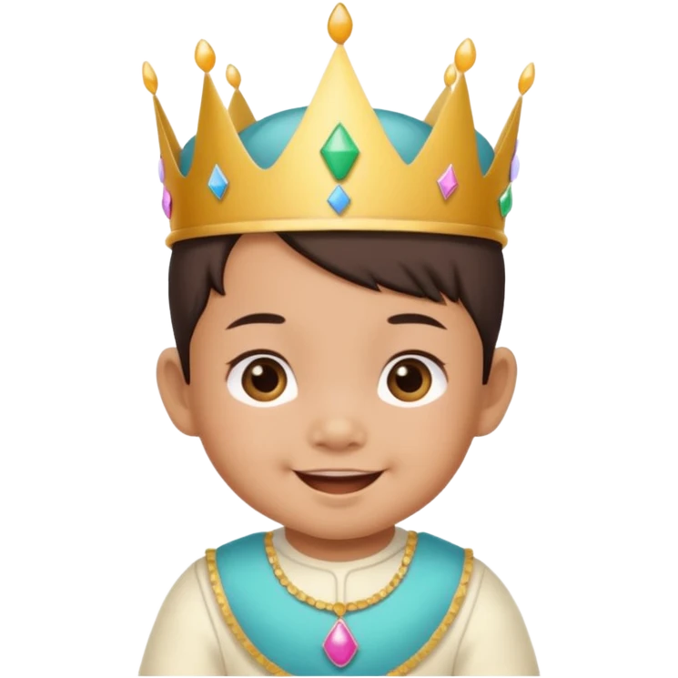 asian baby wearing birthday crown emoji