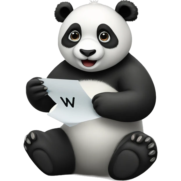 panda with the letter w in the hand emoji