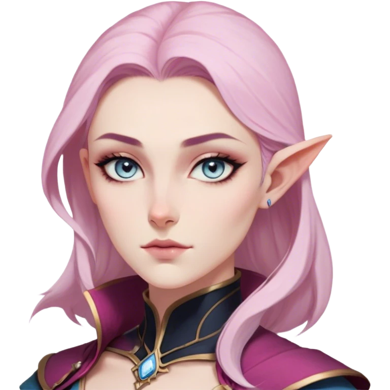 Vi from Arcane (Netflix Animation)

Face Shape: Strong, angular with high cheekbones and a defined jawline. Slightly pointed chin.
Skin Tone: Fair with a pinkish undertone.
Eyes: Large, almond-shaped, slightly downward-tilted, grey/light-blue.
Eyebrows: Thick, sharp, slightly arched, adding to her bold expression.
Nose: Small to medium with a slightly upturned tip.
Lips: Full but not overly plump, often pursed or smirking.
Hair: Vivid pink/magenta, left side shaved, right side with long, voluminous bangs partially covering her eye. The back is short and messy.
Other Features: Light freckles, a scar on her right eyebrow.
Expression: Intense and confident, often smirking or glaring.
Accessories: Small silver hoop earring in her left ear.
Tattoo: Roman numeral "VI" on her left cheekbone, below her eye. emoji