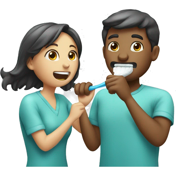 Men and women brushing teeth emoji