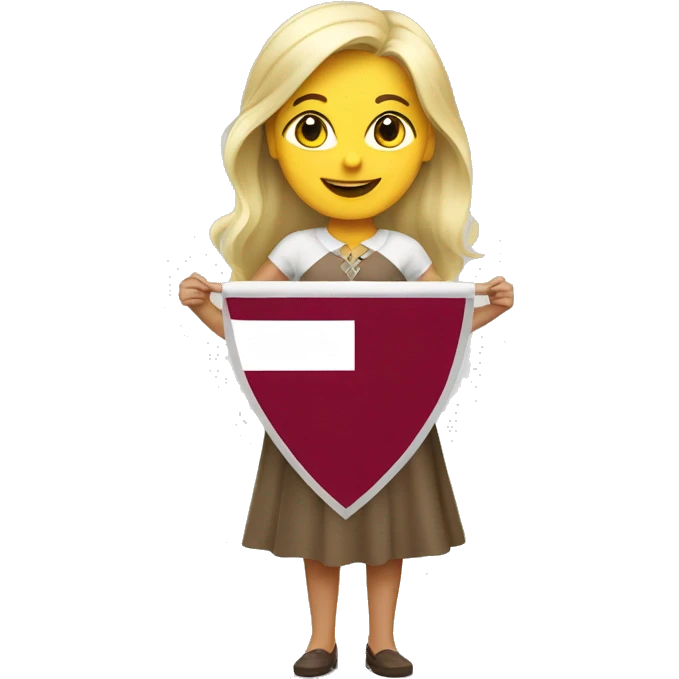Happy blonde woman with a flag of Latvia emoji