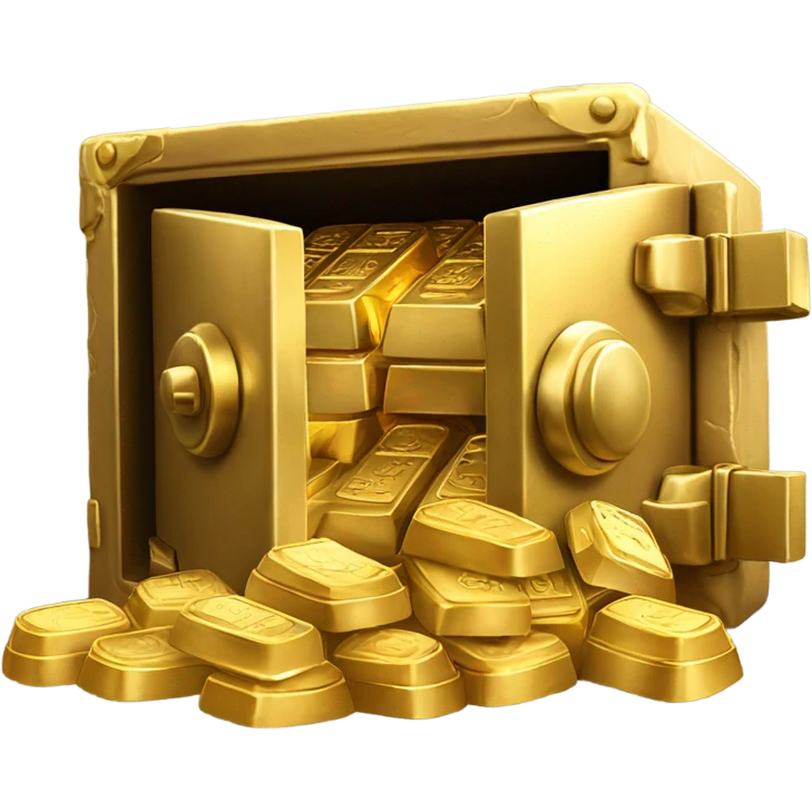super realistic open safe with gold emoji
