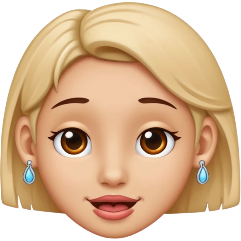 Pierced ear emoji with flirty expression emoji