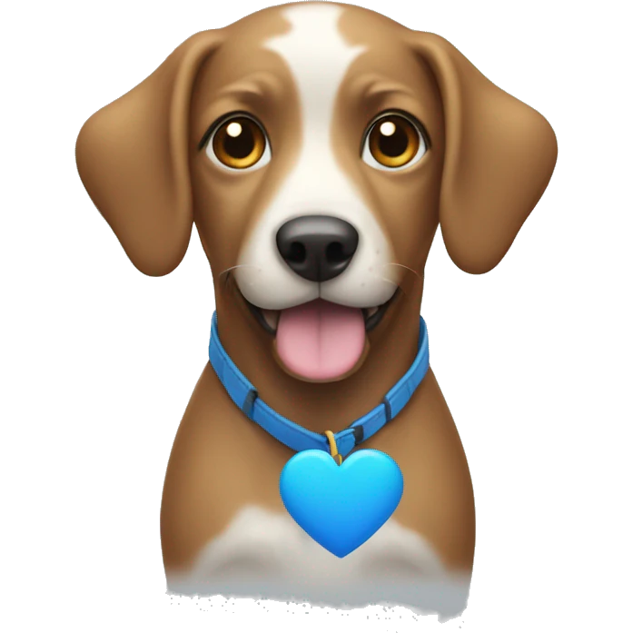 dog with a blue heart emoji
