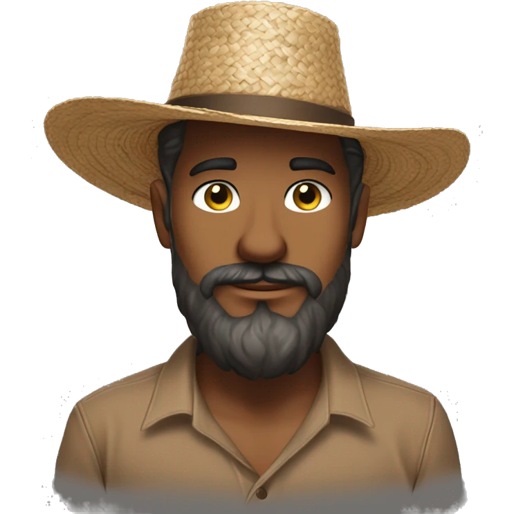 Amish brown straw hat and small beard without mustache white skin brown button down shirt whole body building a building one photo  emoji