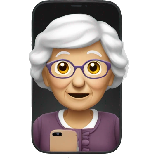 Old woman  mobile phone  emoji