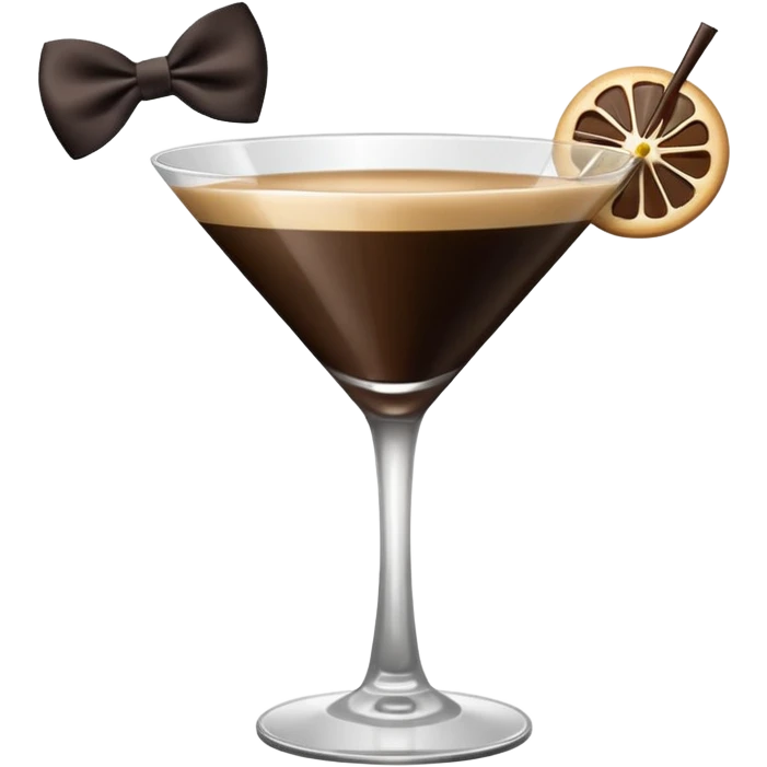espresso martini with big Black Bow on martini على الكاس من تحت  emoji