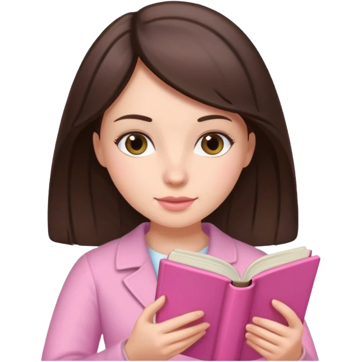 brunette reading a pink book emoji