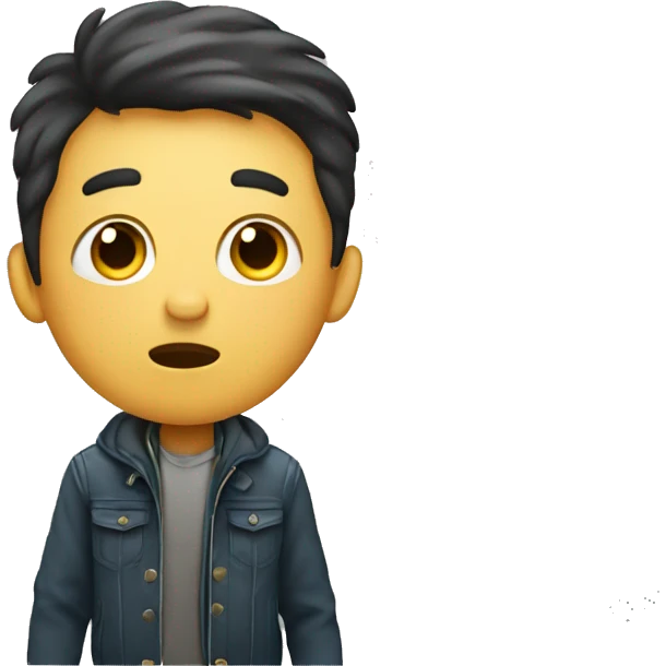 boy with phone and jacket. He’s surprised and one eyebrow is higher than the other eyebrow emoji