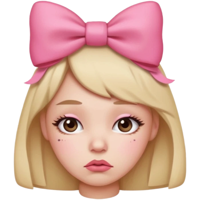 Pouting emoji with pink bow on head emoji