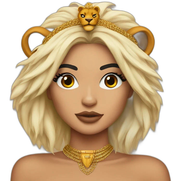 Kylie Jenner wearing a lion head dress emoji