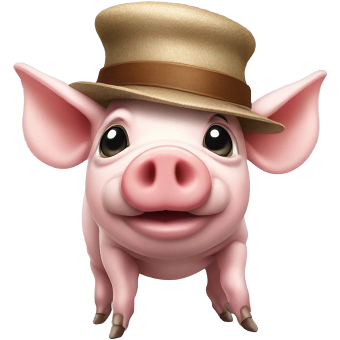 fly pig with hat emoji