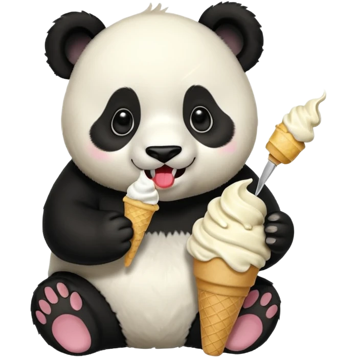 Panda eating ice cream emoji