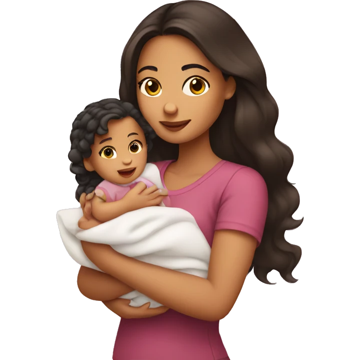 hispanic girl holding 2 month old baby girl emoji
