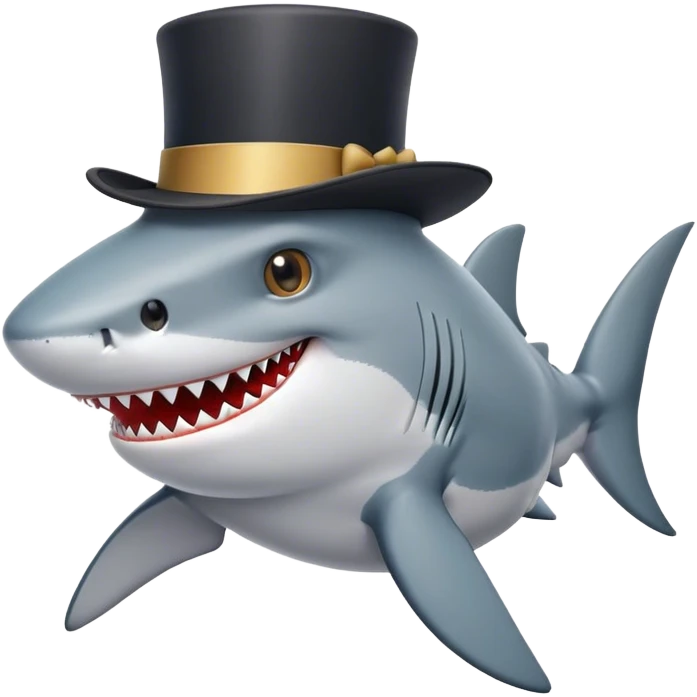 Shark with a top hat emoji