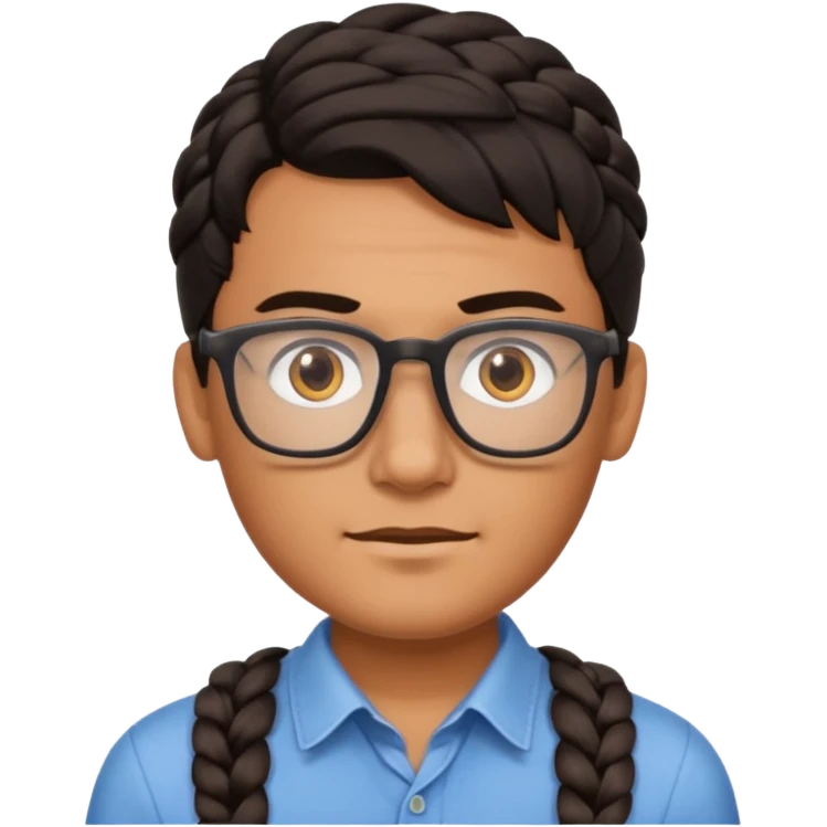dark haired and braided man with glasses emoji