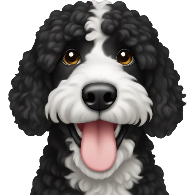 Bernadoodle black with white near mouth emoji