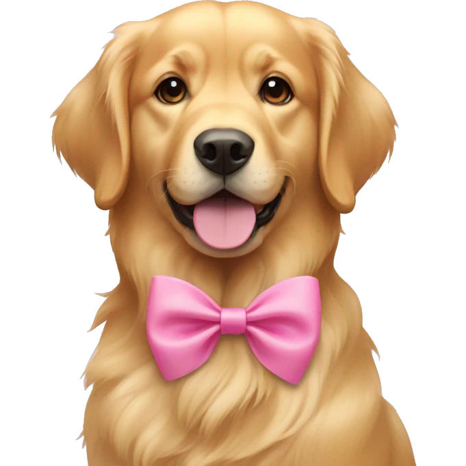 golden retriver female with a pink bow in her left ear emoji