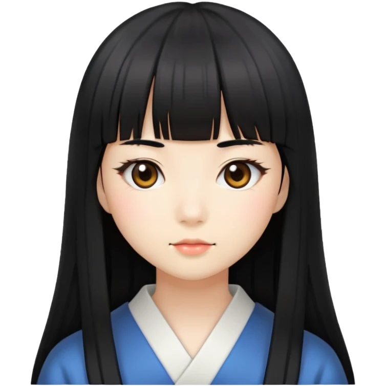 Japanese girl with straight bangs and long straight black hair emoji