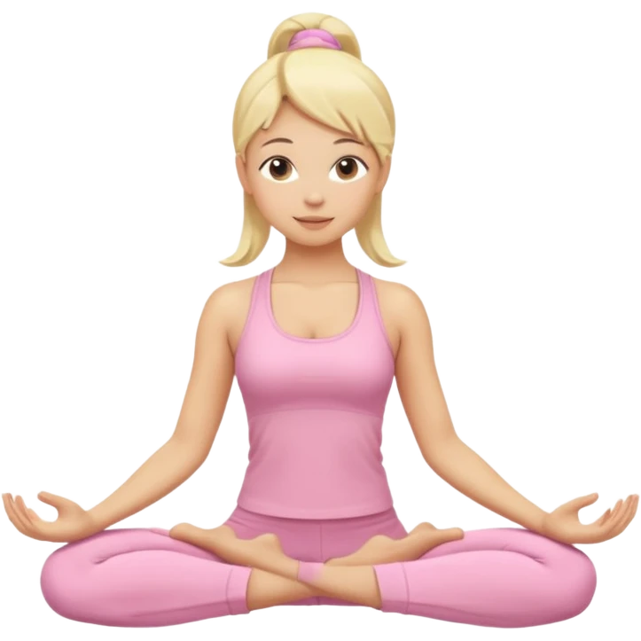 blonde yoga girl light pink clothes n emoji