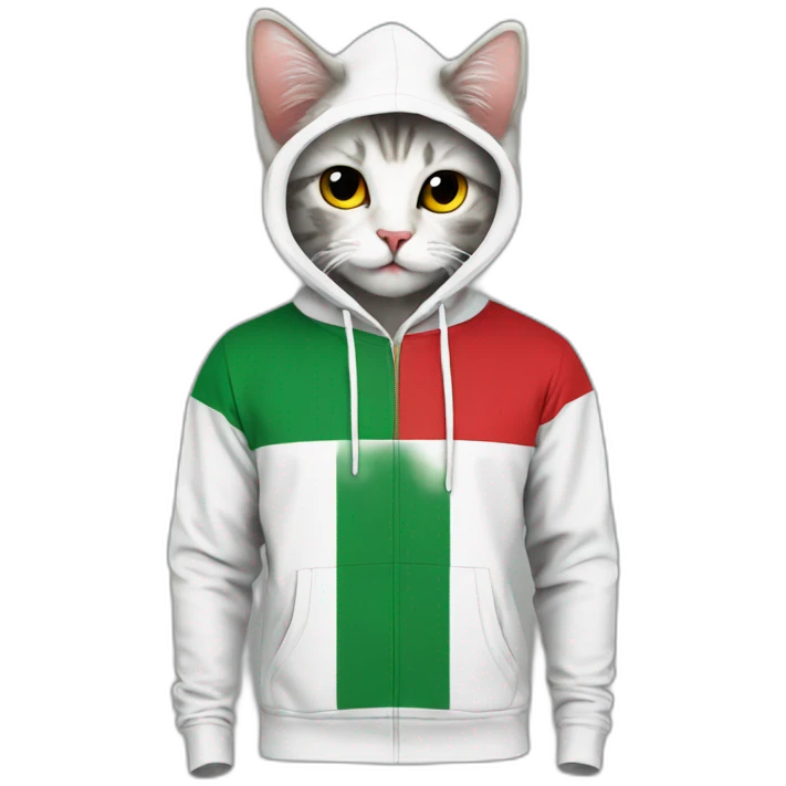 cat in Palestinian's flag's colors hoodie emoji