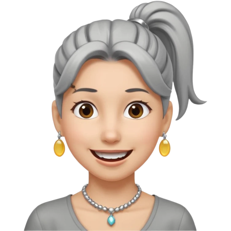 Female with Silver Necklace, grey skin,ponytail hair, different expressions. emoji