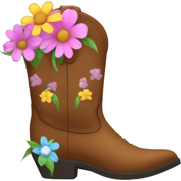 Cowboy boots with flowers emoji