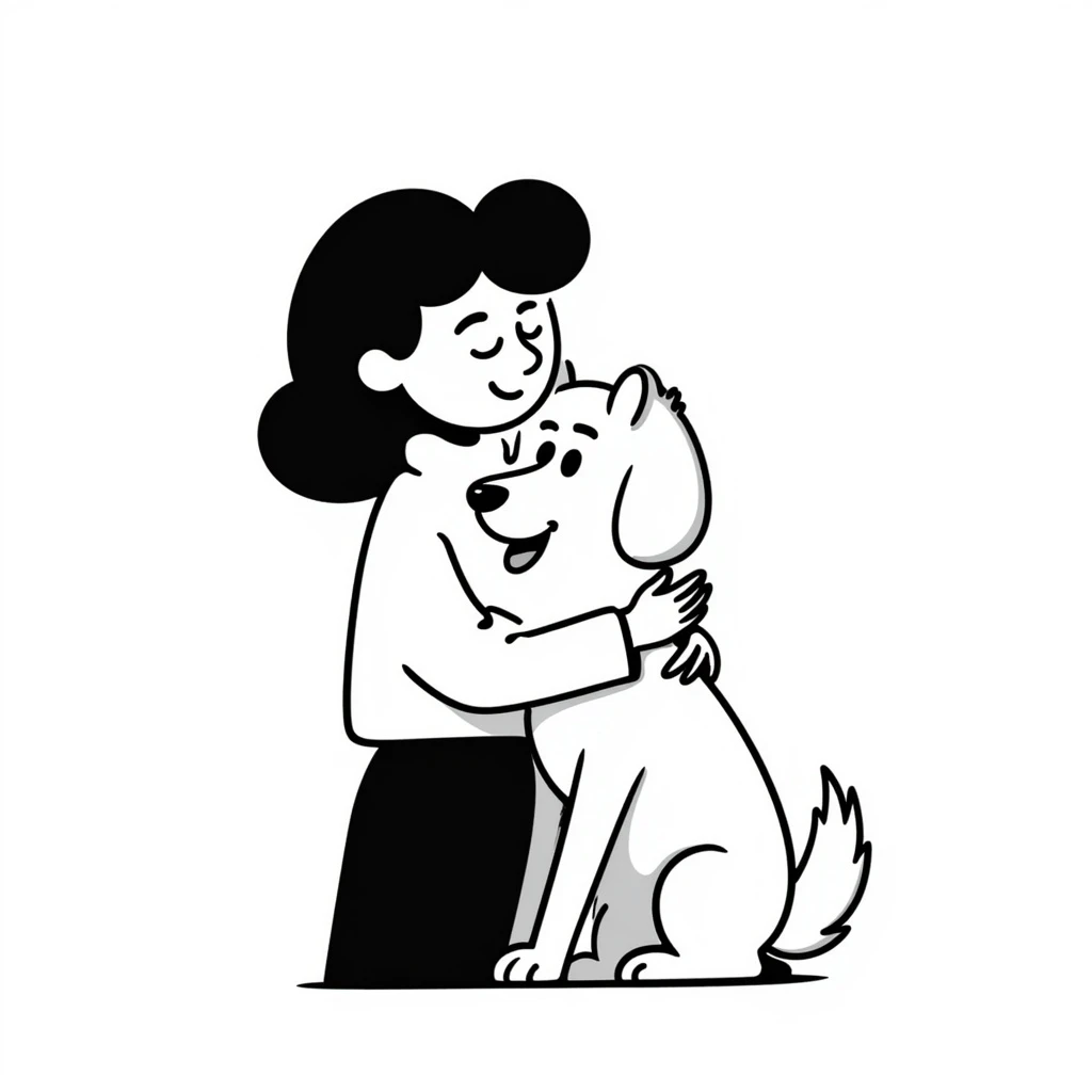 Woman hugging dog emoji