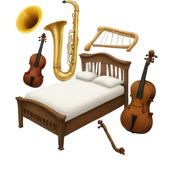Living instruments on a bed emoji