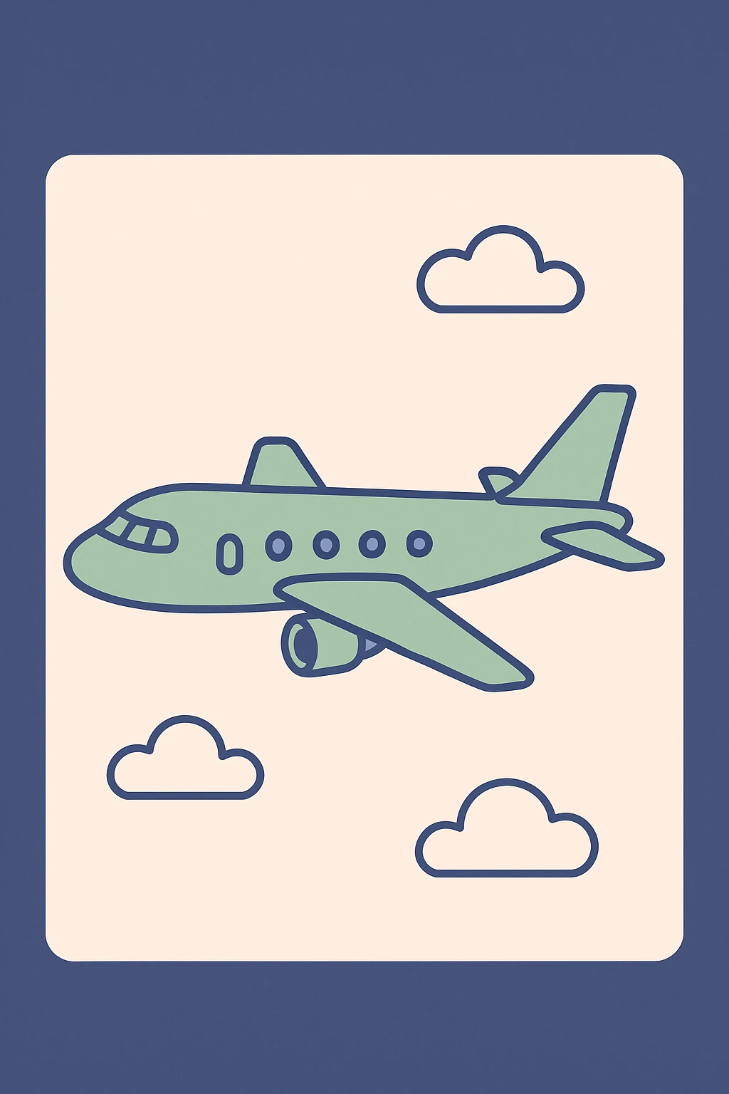 light green airplane, flat modern illustration emoji
