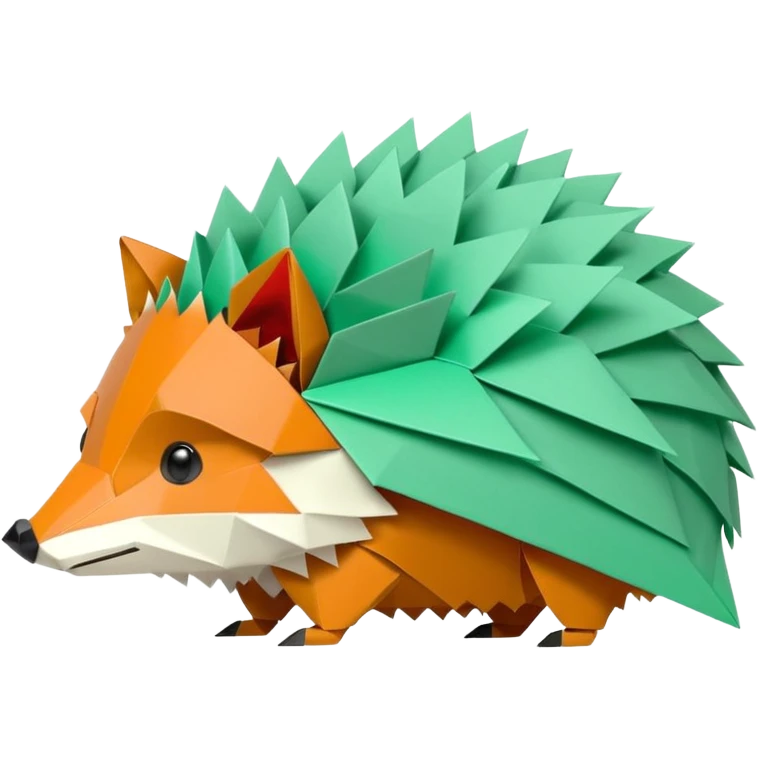 origami hedgehog half fox half hedgehog in color green mint rgb(168, 251, 211) the tail of fox A8FBD3 emoji